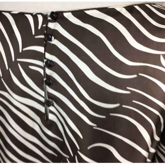 Elizabeth McKay SM 100% Silk Brown White Zebra Lindsay Shift Dress Short Sleeve - Picture 4 of 6